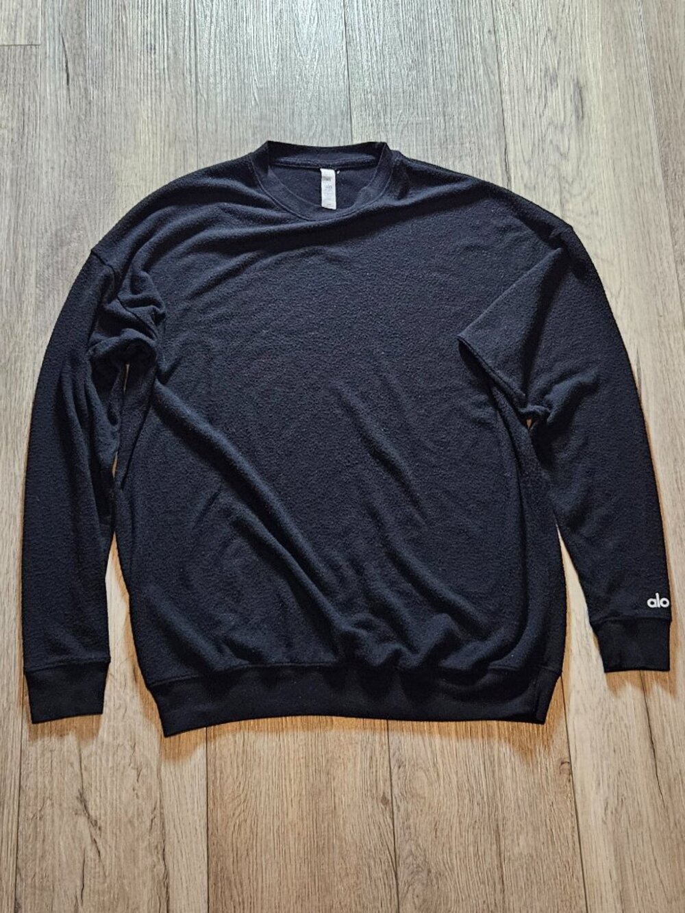 Alo Yoga Black Athletic Women's Long Sleeve Crewneck Pullover Sweatshirt Size XS